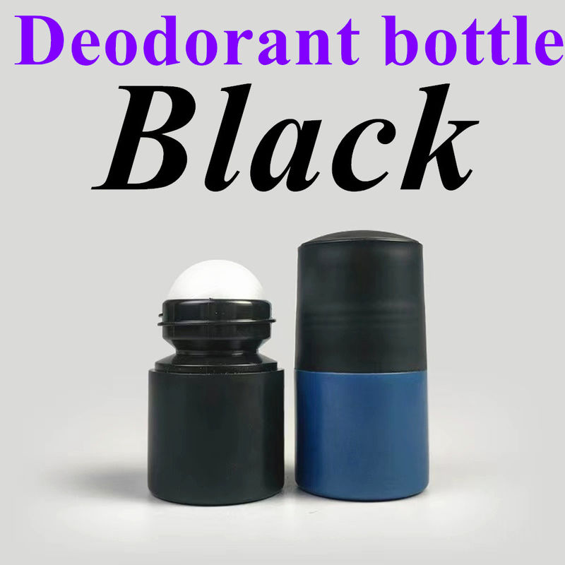 50 ml Czarny pusty HDPE plastikowy rolkarz Plastic Roll on Deodorant Antiperspirant Butelka z czarną pokrywą