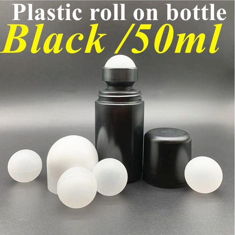 50 ml Czarny pusty HDPE plastikowy rolkarz Plastic Roll on Deodorant Antiperspirant Butelka z czarną pokrywą
