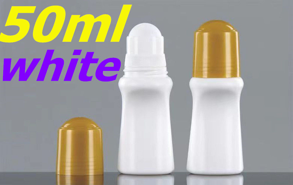 Puste 50 ml oleju eterycznego kosmetycznej plastikowej butelki z rolkami HDPE biały desodorant na butelkach