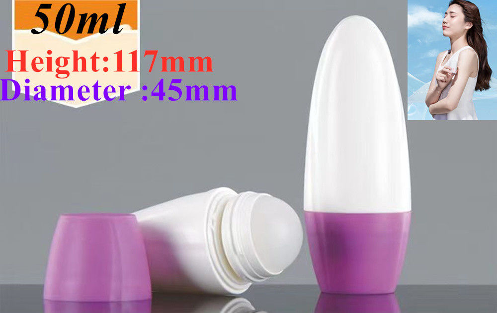 HDPE 30ml 50ml 60ml Rolowanie z tworzyw sztucznych na cylindrycznej butelce z okrągłymi rolkami Butelka z dezodorantem Pojemnik z plastikową kulą z rolkami