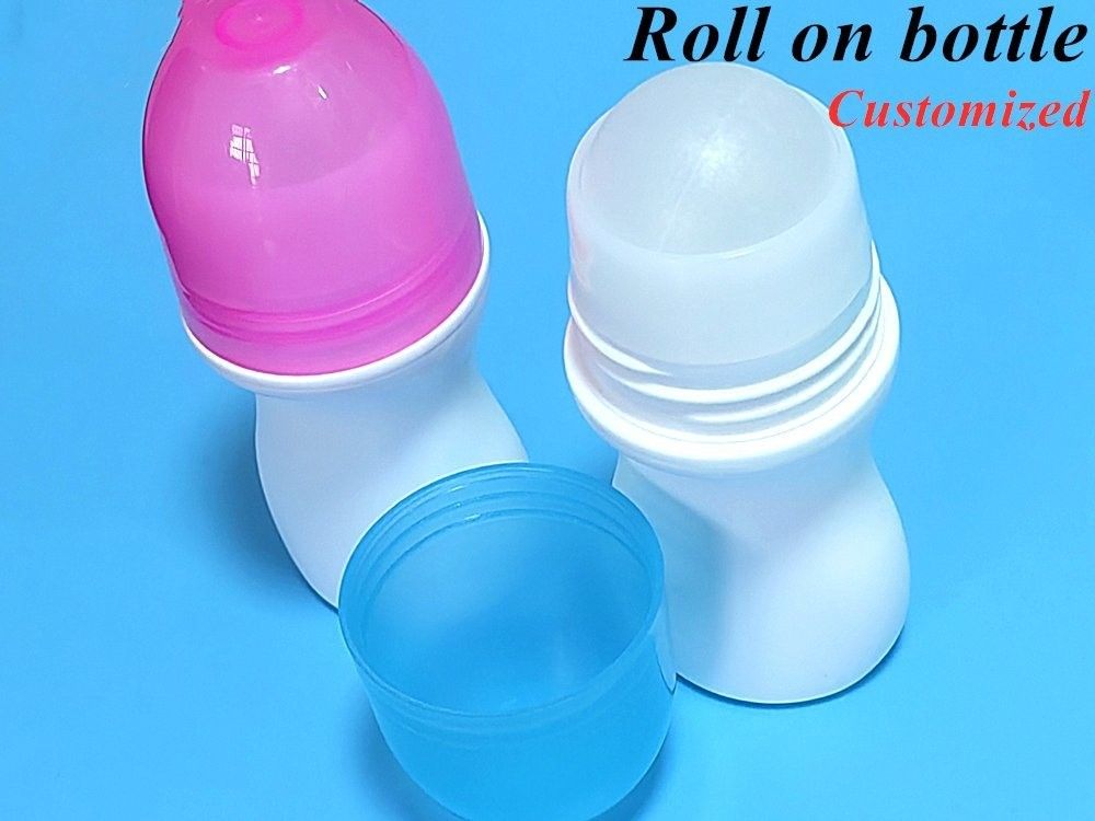 HDPE 30ml 50ml 60ml Rolowanie z tworzyw sztucznych na cylindrycznej butelce z okrągłymi rolkami Butelka z dezodorantem Pojemnik z plastikową kulą z rolkami