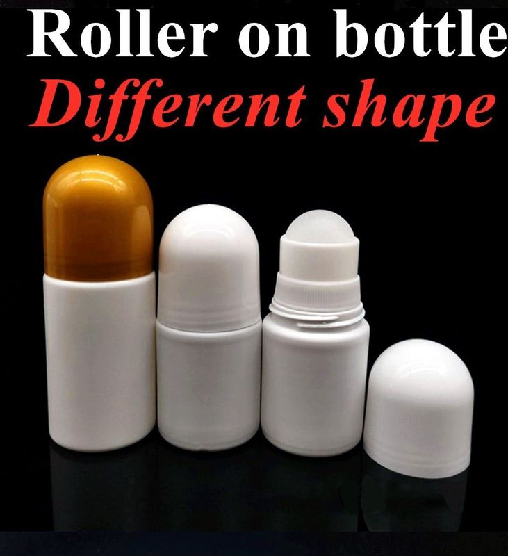 HDPE 30ml 50ml 60ml Rolowanie z tworzyw sztucznych na cylindrycznej butelce z okrągłymi rolkami Butelka z dezodorantem Pojemnik z plastikową kulą z rolkami