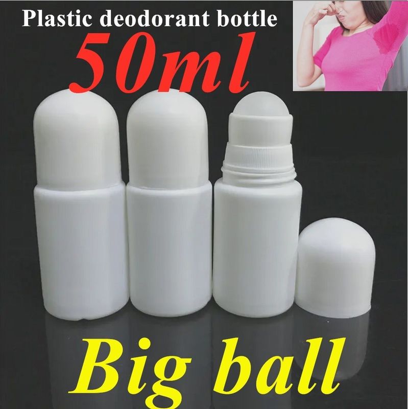 HDPE 30ml 50ml 60ml Rolowanie z tworzyw sztucznych na cylindrycznej butelce z okrągłymi rolkami Butelka z dezodorantem Pojemnik z plastikową kulą z rolkami