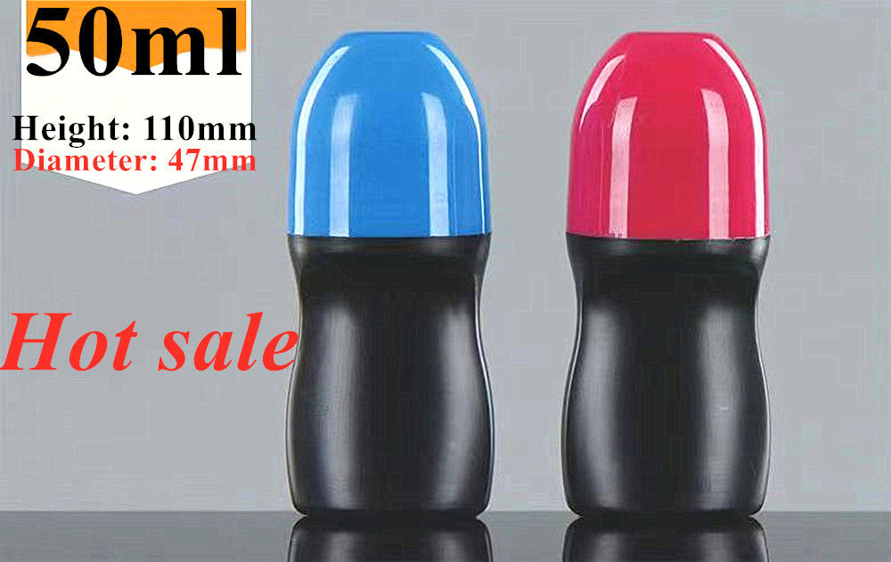 HDPE 30ml 50ml 60ml Rolowanie z tworzyw sztucznych na cylindrycznej butelce z okrągłymi rolkami Butelka z dezodorantem Pojemnik z plastikową kulą z rolkami