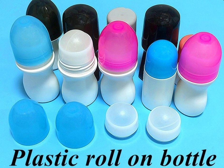 HDPE 30ml 50ml 60ml 100ml Wrętki z tworzyw sztucznych na białej cylindrycznej butelce z okrągłymi rolkami Pojemnik z dezodorantem z rolką na kuli