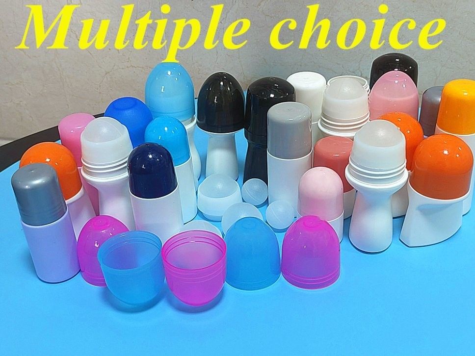 HDPE 30ml 50ml 60ml 100ml Wrętki z tworzyw sztucznych na białej cylindrycznej butelce z okrągłymi rolkami Pojemnik z dezodorantem z rolką na kuli