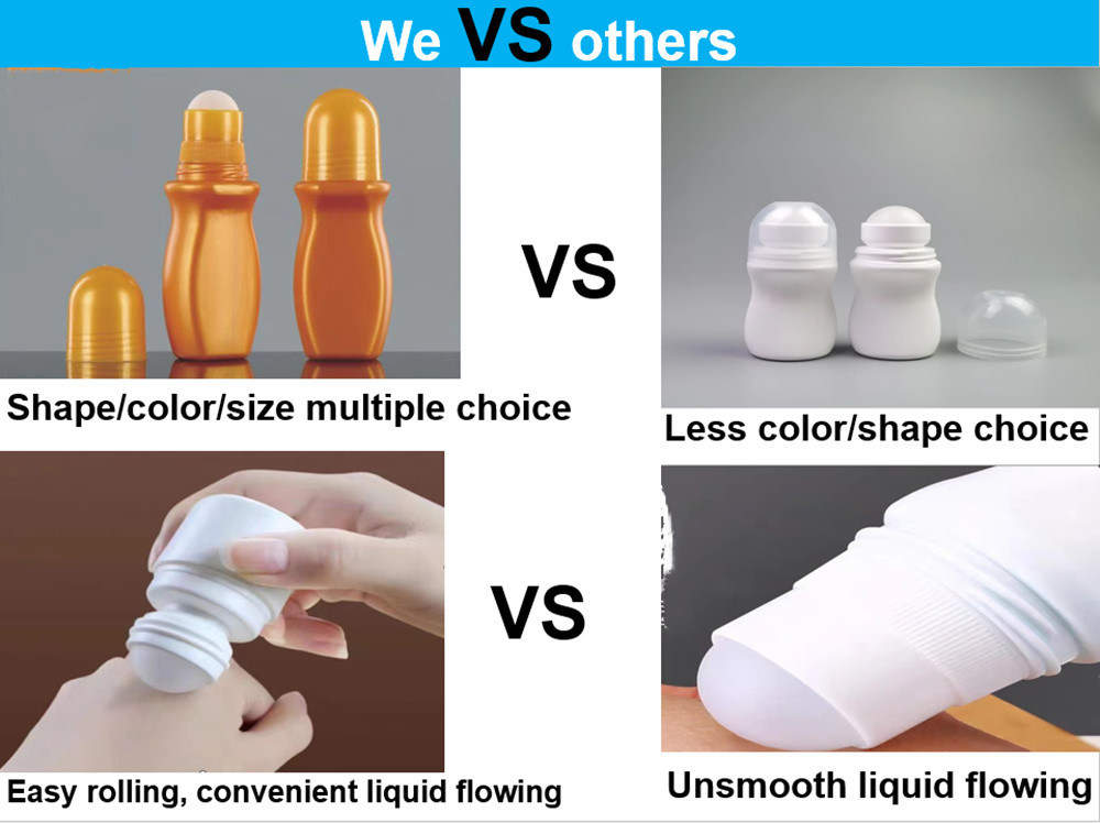 30 ml 50 ml kremu przeciwsłonecznego HDPE do pielęgnacji ciała pusty olej eteryczny Plastic Deodorant Bottle with Roller Ball for Body Odor