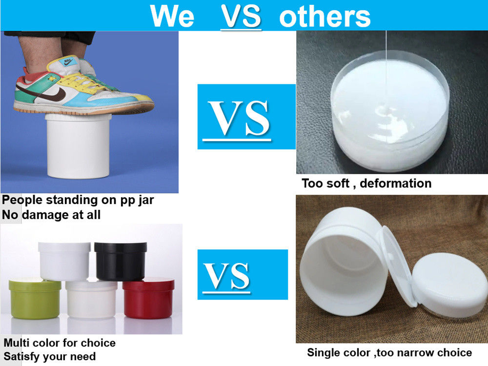 150g 250g 500g Biały Błękitny Czarny przyjazny dla środowiska Plastic PP Screw Lid Design Kosmetyczna twarz ciała Plastic oścież Kremowe słoik