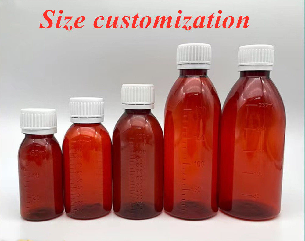 Farmaceutyczne 100 ml 120 ml 150 ml Pusty Bursztyn Plastic PET Bursztyn syrop plastikowy Butelka na syrop z Ropp Cap