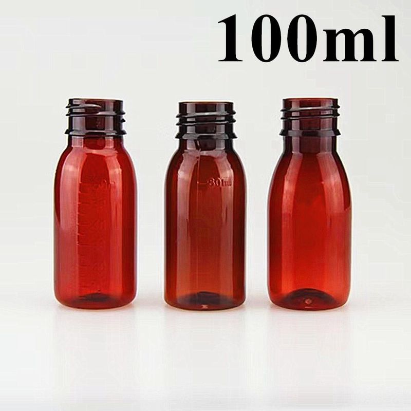 3 oz 4 oz Bursztynowy Syrop Szklana butelka z 28 mm szyi Plastic farmaceutyczny syrop kaszlowy butelka do płynu doustnego