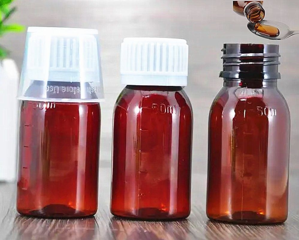 3 oz 4 oz Bursztynowy Syrop Szklana butelka z 28 mm szyi Plastic farmaceutyczny syrop kaszlowy butelka do płynu doustnego