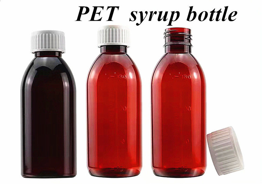 3 oz 4 oz 5 oz Bursztynowy Syrop na Kaszel dla zwierząt domowych Butelka płynna okrągła Lek płynny doustny Syrop butelka z CRC skrut cap