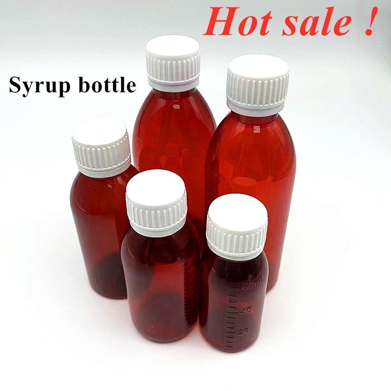 3 oz 4 oz 5 oz Zwierzęce pojemnik farmaceutyczny Bursztyn okrągły farmaceutyczny medycyna doustna płynny syrop butelka