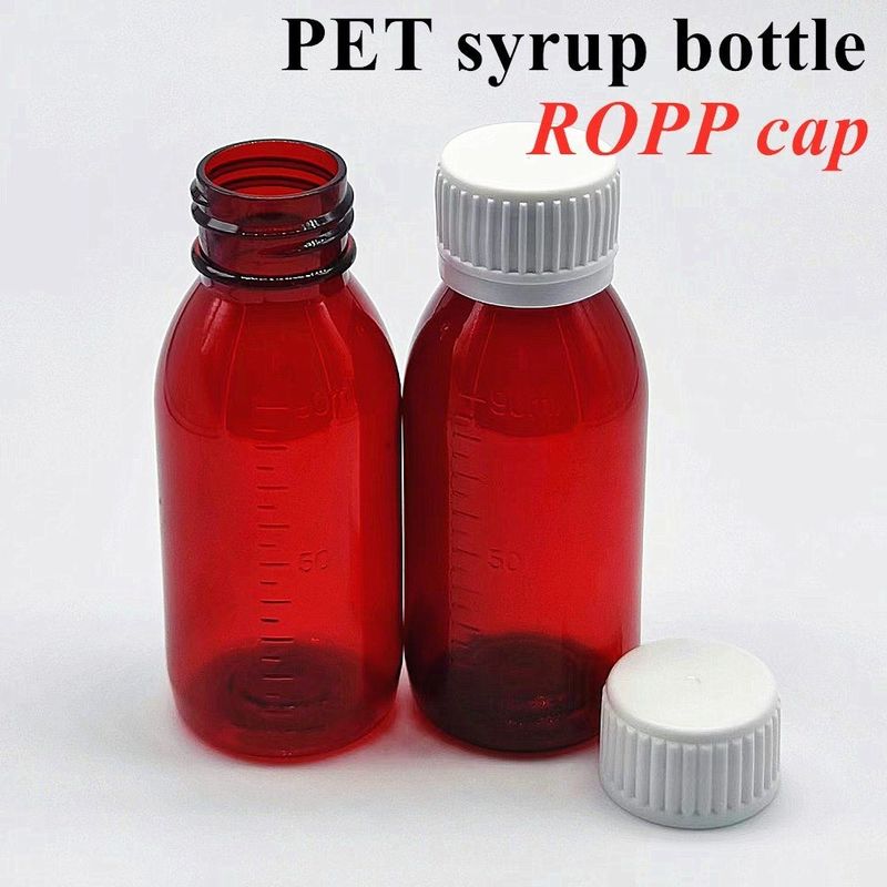 100 ml 120 ml butelka z syropem przeciw kaszlu, płyn doustny, butelka z tworzyw sztucznych, PET, pusty, okrągły syrop z bursztynu, butelka z tworzyw sztucznych