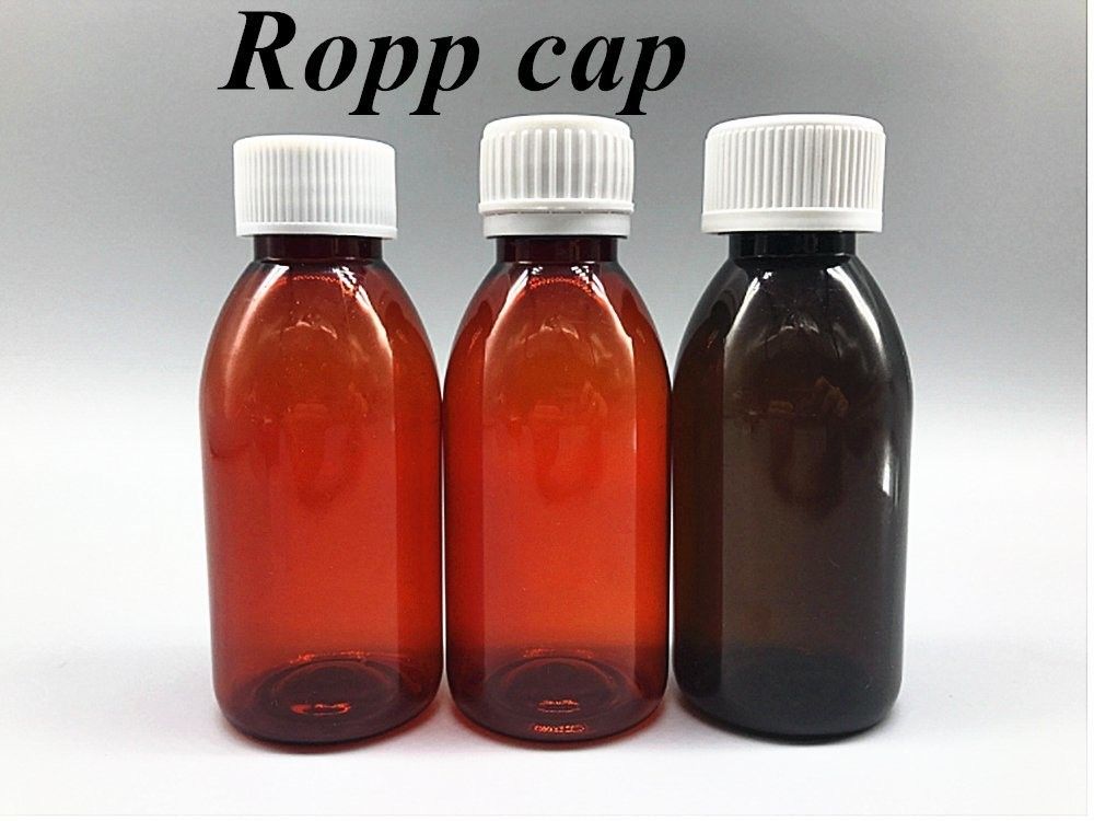 100 ml 120 ml butelka z syropem przeciw kaszlu, płyn doustny, butelka z tworzyw sztucznych, PET, pusty, okrągły syrop z bursztynu, butelka z tworzyw sztucznych