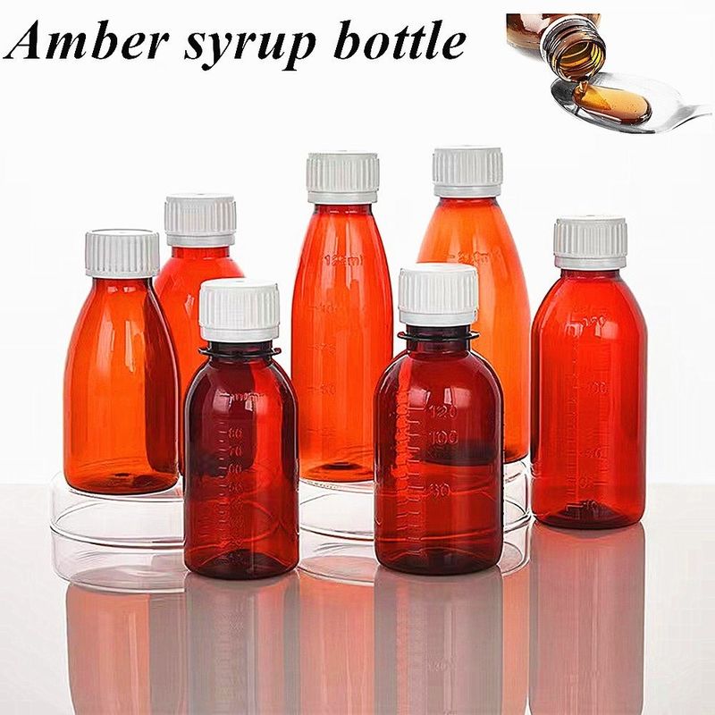 100 ml 120 ml butelka z syropem przeciw kaszlu, płyn doustny, butelka z tworzyw sztucznych, PET, pusty, okrągły syrop z bursztynu, butelka z tworzyw sztucznych