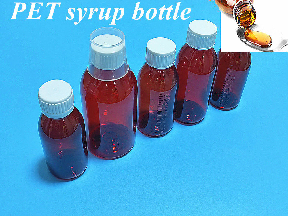 100 ml 120 ml ciekłej plastikowej butelki z syropem bursztynowym z śrubokrętną pokrywą