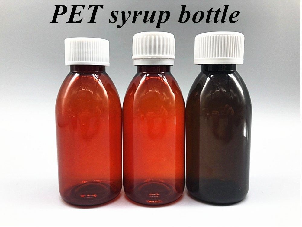 100 ml 120 ml ciekłej plastikowej butelki z syropem bursztynowym z śrubokrętną pokrywą