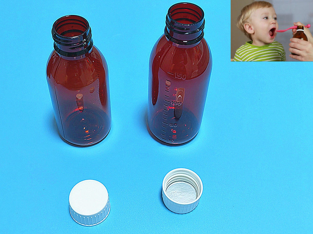 100 ml 120 ml 150 ml DIN28 Plastic PET Brown Oral Liquid Bottle Amber Medicine Cough Syrup Bottle for Ropp Cap