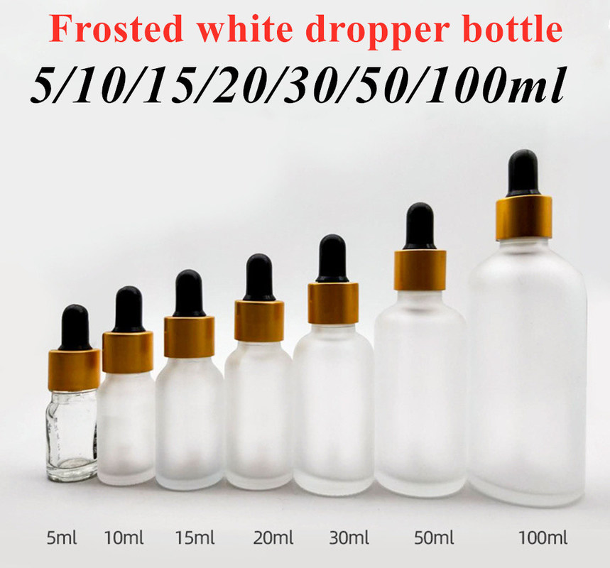 5 ml 20 ml 30 ml 50 ml okrągły pusty biały szklany serum oleju do włosów butelka oleju do brody oleju eterycznego butelka z kroplówką szklanej oleju