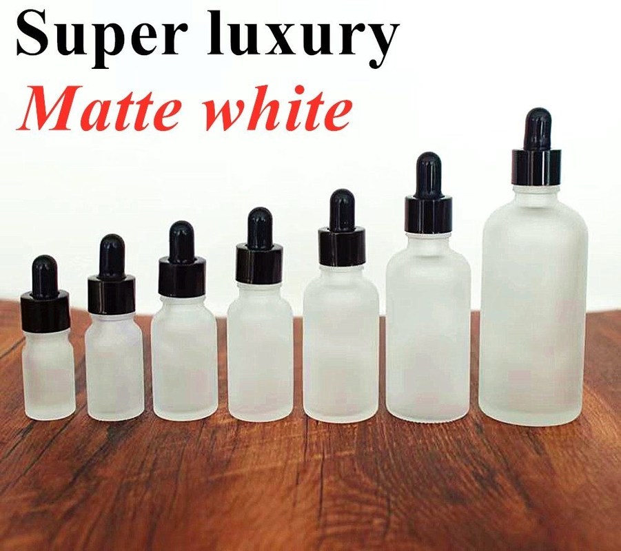 Luxury 15ml 20ml 30ml 50ml Puste oleje eteryczne Maty biały Zamarznięty bursztynowy oleje eteryczne szkło butelka kroplówkowa