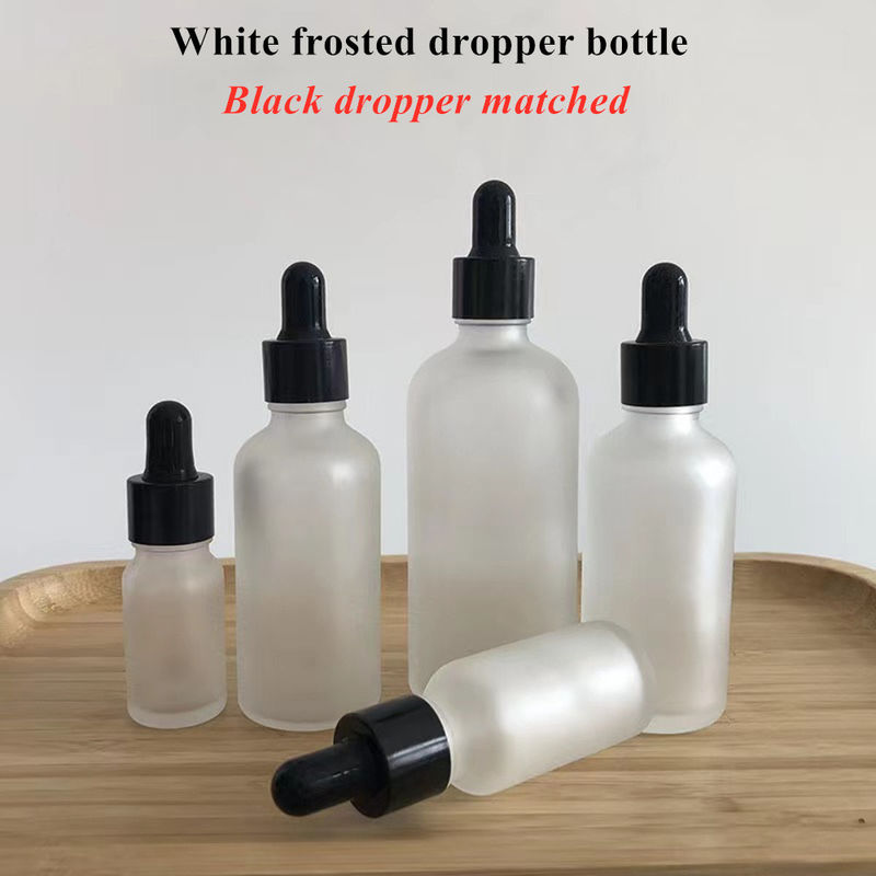 Maty Maty Biały 20 ml 30 ml Szklana butelka z kroplówką Szklana butelka z surowicą oleju eterycznego z czarną czapką kroplówki