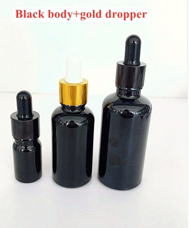 5 ml 10 ml 15 ml 20 ml Eteryczne oleje surowiec płaskie ramię okrągłe błyszcząca butelka z olejem eterycznym czarne szkło butelka kroplówka
