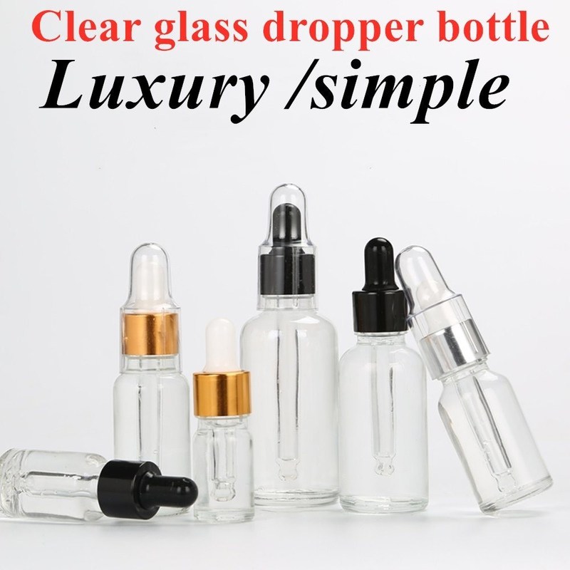 15ml 20ml 50ml 100ml luksusowy pusty Clear Transparent Serum włosy Essential Oil Glass Dropper Flask do pielęgnacji skóry