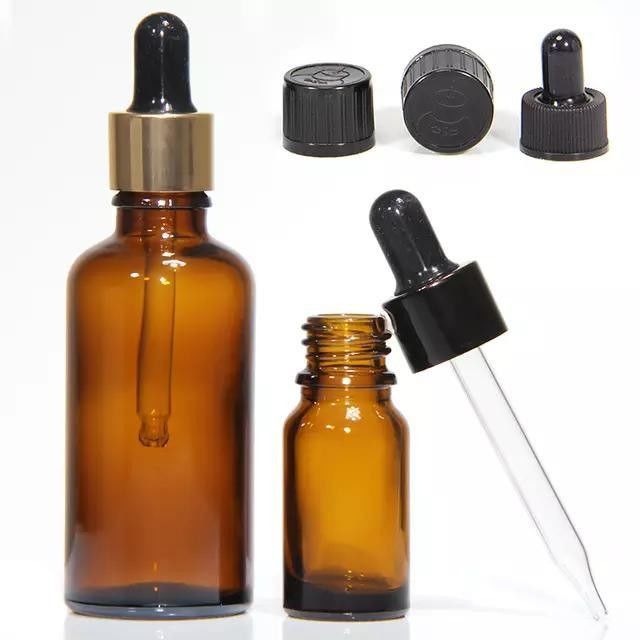 10 ml 20 ml 30 ml 50 ml Mini okrągła pustka kosmetyczna szklana butelka z olejem eterycznym z plastikowym czarnym kroplówką