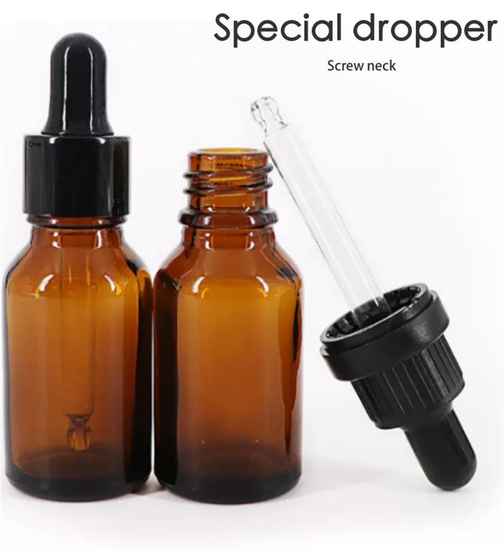 10 ml 20 ml 30 ml 50 ml Mini okrągła pustka kosmetyczna szklana butelka z olejem eterycznym z plastikowym czarnym kroplówką