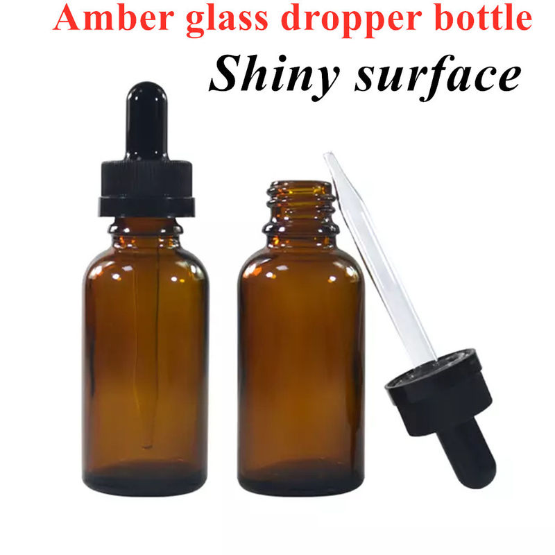 30 ml 50 ml Pusty okrągły bursztyn podróżny przenośny serum do pielęgnacji skóry oleju eterycznego Szklana butelka z kroplówką z wodociągiem dziecięcoodpornym