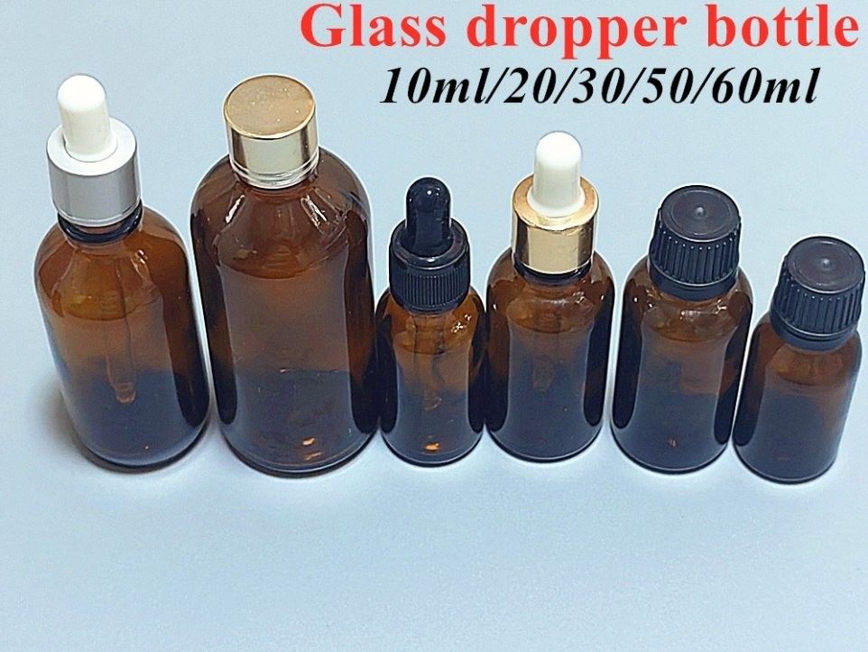 30 ml 50 ml 60 ml 100 ml Oleje do włosów Serum Oleje do brody Bursztyn Brązowy pusty okrągły olejek eteryczny Szklana butelka z kropelką