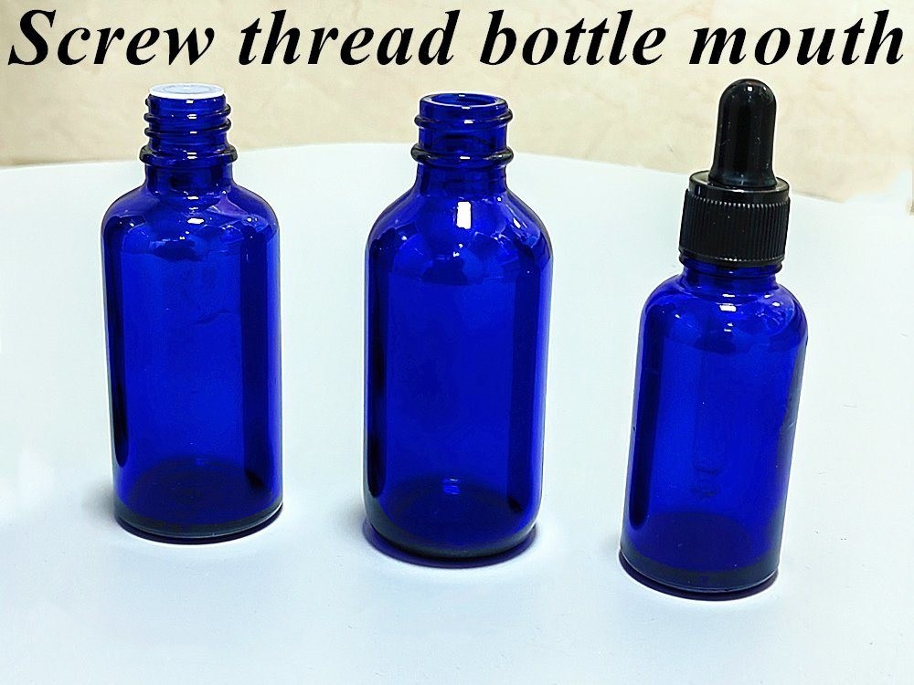 30 ml 50 ml 60 ml Pustka, okrągła, mała butelka kosmetyczna Błękitna, przejrzysta butelka oleju eterycznego, butelka kroplówka, butelka szklana