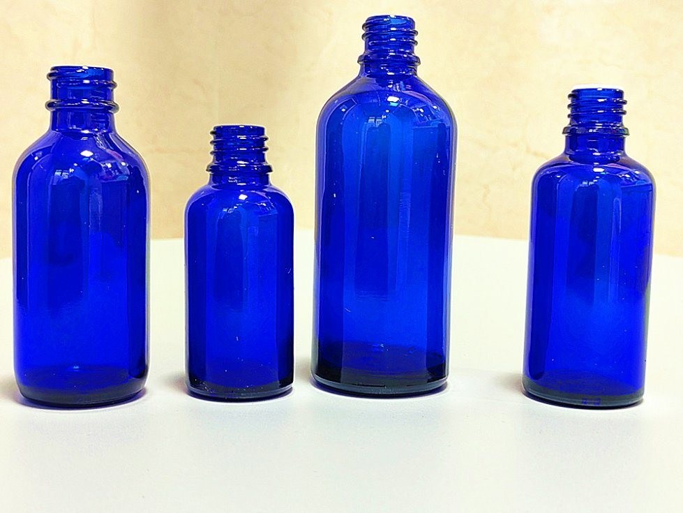 30 ml 50 ml 60 ml Pustka, okrągła, mała butelka kosmetyczna Błękitna, przejrzysta butelka oleju eterycznego, butelka kroplówka, butelka szklana