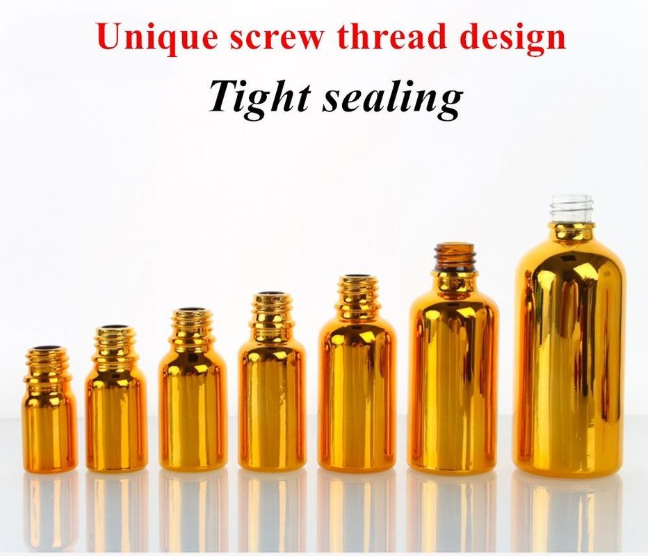 Luksusowy błyszczący 30ml 50ml 60ml złoty UV elektroplat Serum złoty szkło oleju eterycznego Szklana butelka z głowicą do rozpylania