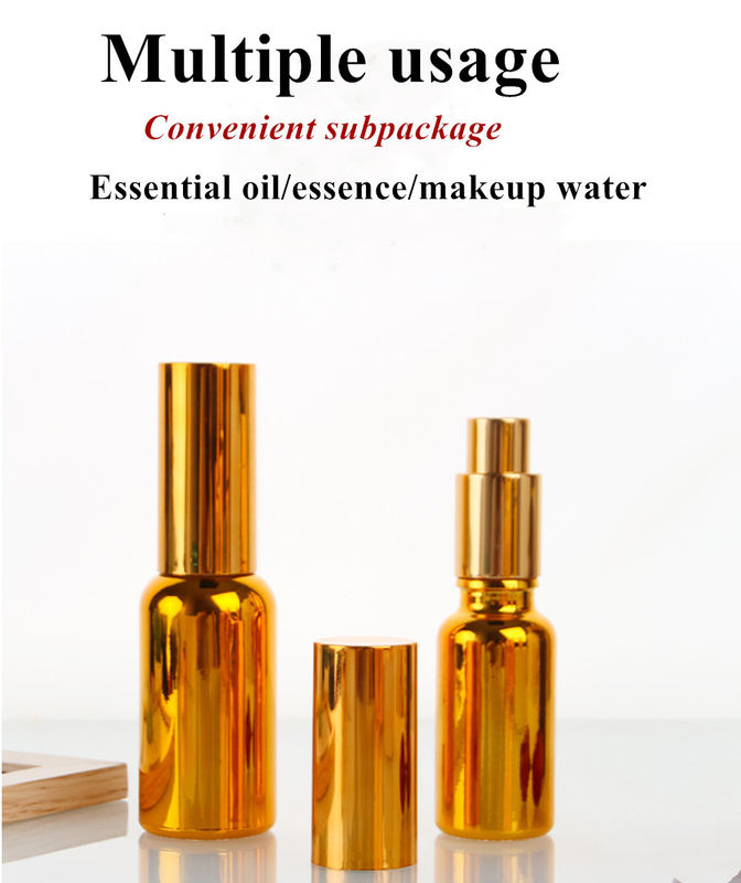 Luksusowy błyszczący 30ml 50ml 60ml złoty UV elektroplat Serum złoty szkło oleju eterycznego Szklana butelka z głowicą do rozpylania