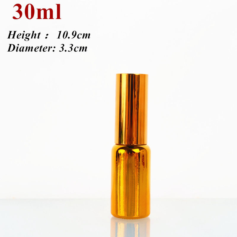 Luksusowy błyszczący 30ml 50ml 60ml złoty UV elektroplat Serum złoty szkło oleju eterycznego Szklana butelka z głowicą do rozpylania