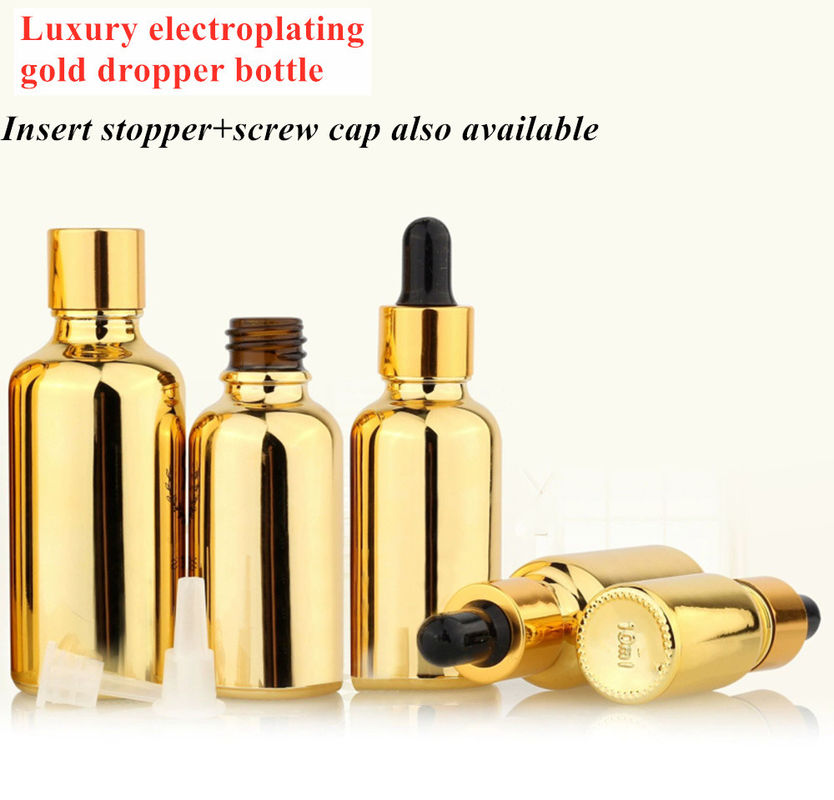 20 ml 30 ml 50 ml Puste Wielokrotne elektroplacowanie Złoto Kosmetyczne Opakowanie Serum do pielęgnacji skóry Olejek eteryczny Szklana butelka do kropli