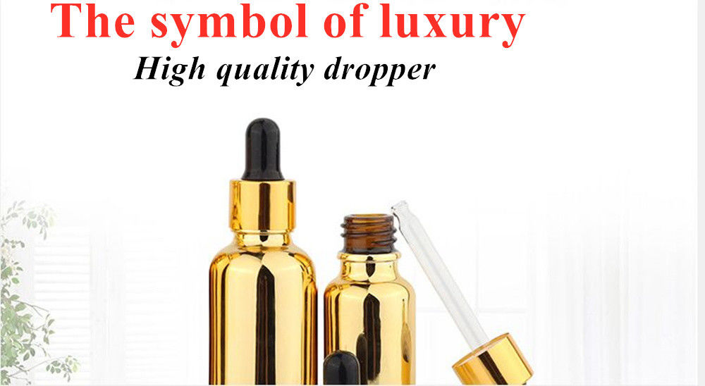 20 ml 30 ml 50 ml Puste Wielokrotne elektroplacowanie Złoto Kosmetyczne Opakowanie Serum do pielęgnacji skóry Olejek eteryczny Szklana butelka do kropli