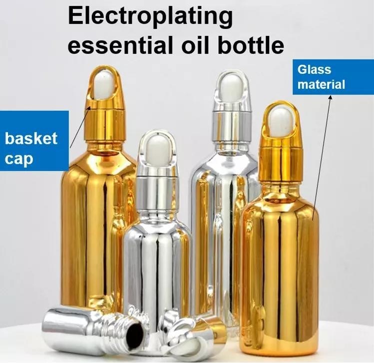 10 ml 20 ml 30 ml 50 ml Płyty elektroplastyczne Kolor złoty Opakowanie kosmetyczne luksusowe Szklane butelki kroplówkowe do stosowania w oleju eterycznym