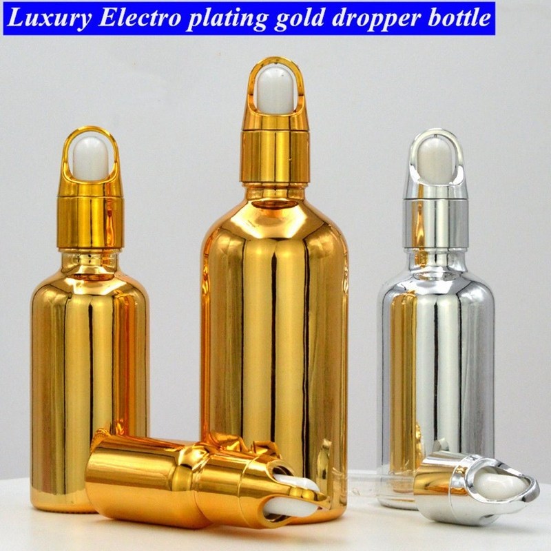 10 ml 20 ml 30 ml 50 ml Płyty elektroplastyczne Kolor złoty Opakowanie kosmetyczne luksusowe Szklane butelki kroplówkowe do stosowania w oleju eterycznym