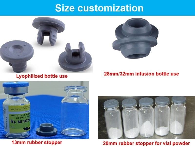 28mm 32mm tlenek etylenu sterylizowane materiały zużywane w medycynie Zamki z gumy butylowej bromowej do fiolki szklanej