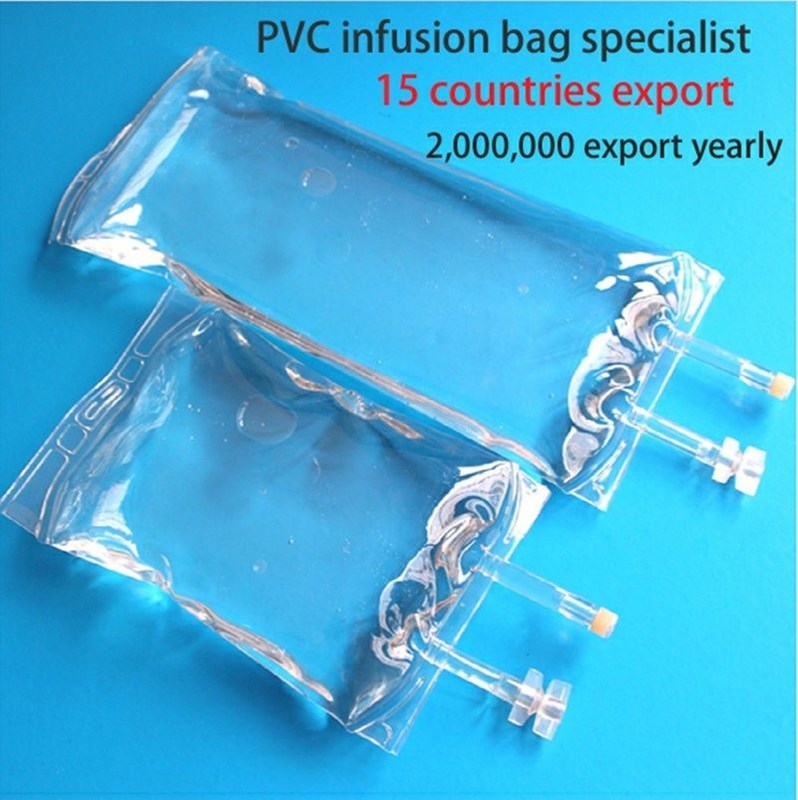 Wielkie objętości 2000 ml 3000 ml 5000 ml 7 mm weterynaryjne jednorazowe worki do infuzji PVC z podwójnym portem