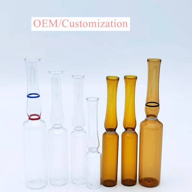 1ml5ml 10ml 20ml kosmetyk pielęgnacja skóry farmaceutyczny Szklana ampułka Kolorowa pierścionek Logo Drukowanie ekranowe Drukowanie formularz B formularz