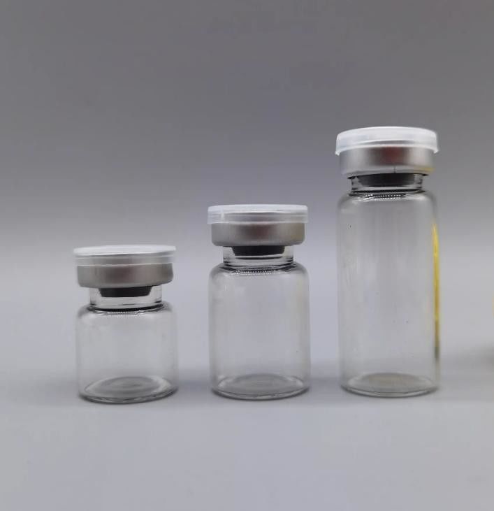 Farmaceutyczne butelki szklane do wstrzykiwań medycznych 5 ml, 7 ml, 10 ml, 20 ml butelka szklana z gumowym zatyczkiem