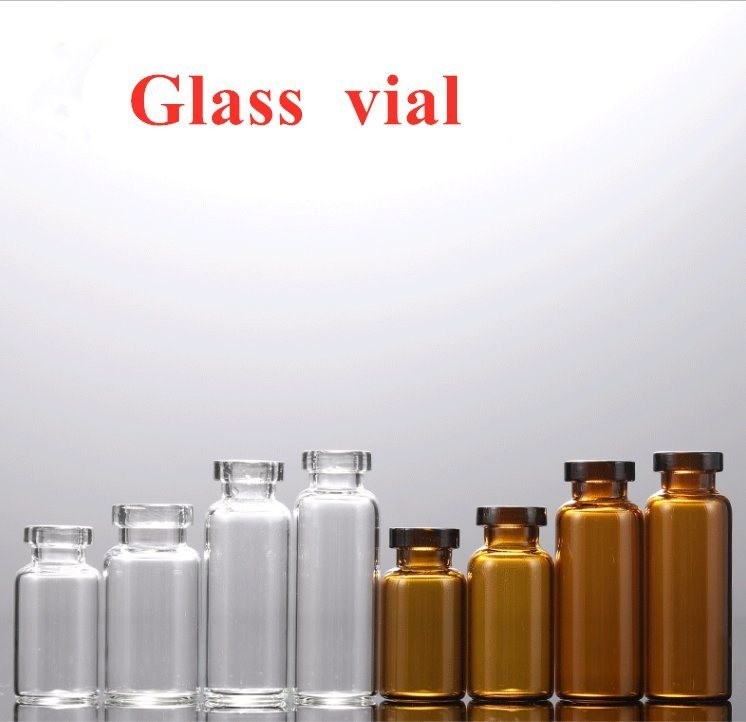 5 ml 7 ml 10 ml Przejrzysty Bursztyn Medycyny Krzyp Top Tubularne Sterylne Butelki do wstrzykiwań Szklana fiolka z gumkową zatyczką