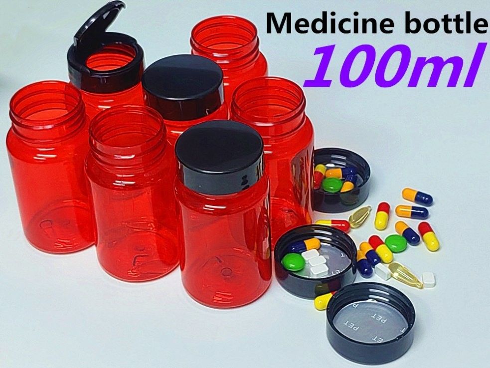 100 ml Zwierzęcia Czerwony Produkt farmaceutyczny Pigułki na receptę Pojemnik Flaska Dodatek odżywczy Kapsułka Kapsułka białkowa