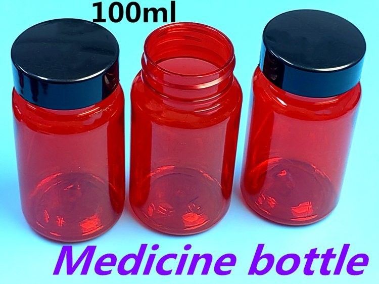 100 ml Czerwone niskie MOQ PET plastikowe butelki tabletki pusty niestandardowy plastikowy tabletki witaminowe kapsułka butelka z klapą śrubową Flip Top Cap