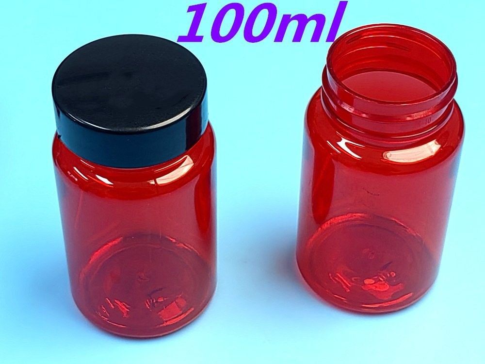 100 ml Czerwone niskie MOQ PET plastikowe butelki tabletki pusty niestandardowy plastikowy tabletki witaminowe kapsułka butelka z klapą śrubową Flip Top Cap