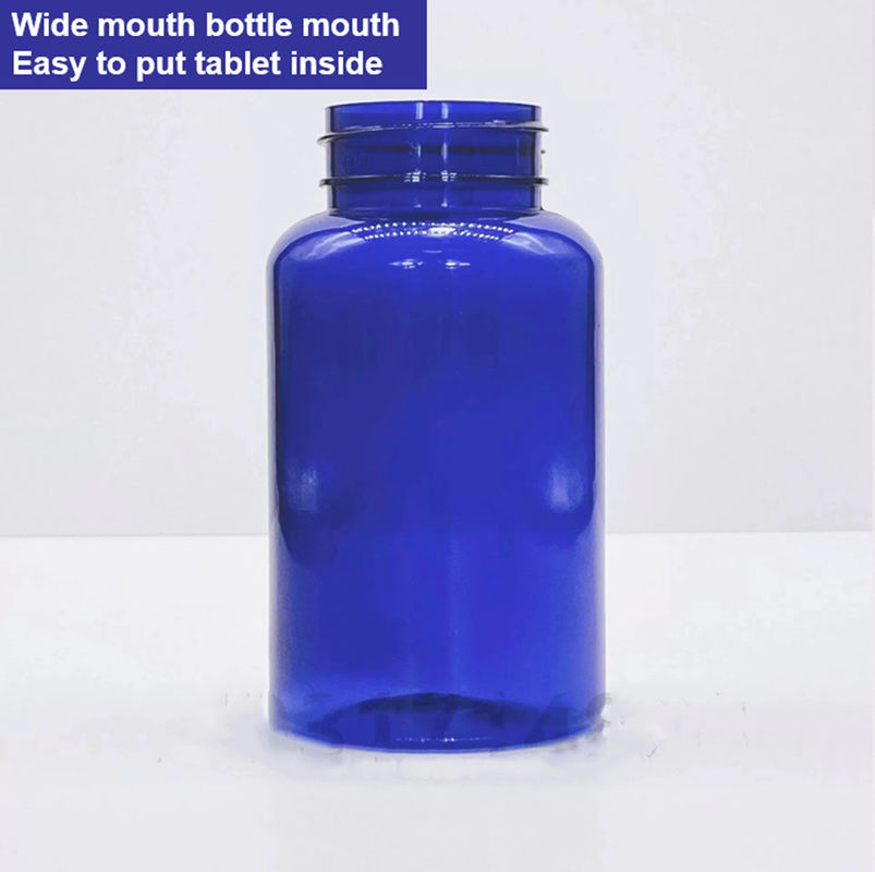 Plastic Blue PET 100 ml Kapsułka Tabletka Butelka z srebrną muszką